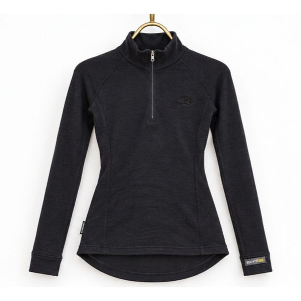 Icebreaker Bodyfit 260 Womens S Black Merino 1/4 Zip Thumbholes 2004 Tag NZ